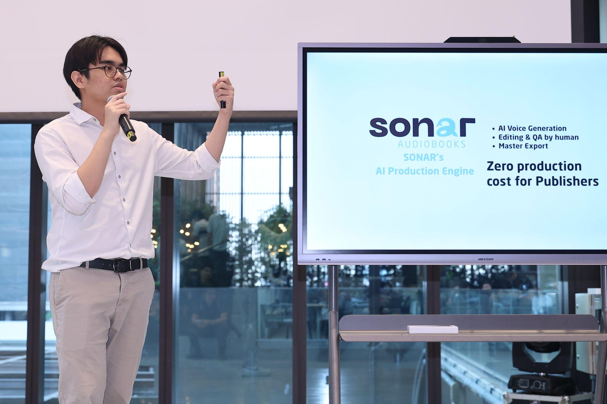 Phasit Thanitkul presenting Sonar's AI production engine